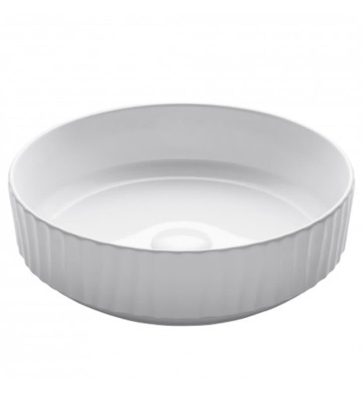 KRAUS KCV-201GWH-20 VIVA 15 3/4 INCH ROUND PORCELAIN CERAMIC BATHROOM VESSEL SINK IN WHITE WITH DRAIN