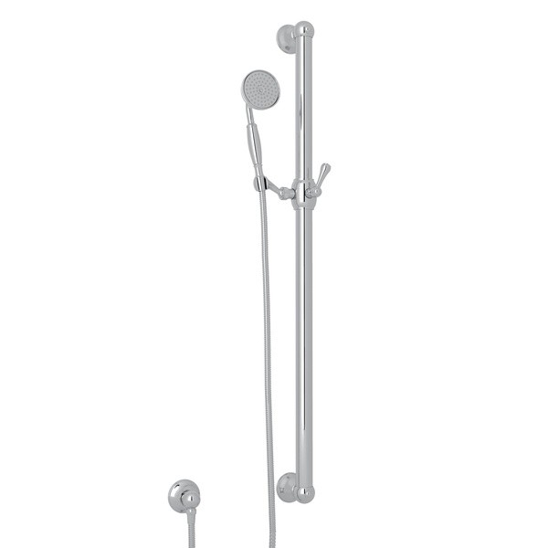 ROHL 1272E SPA SHOWER 36 INCH DECORATIVE GRAB BAR SET WITH SINGLE-FUNCTION ANTI-CAL HANDSHOWER, HOSE AND OUTLET