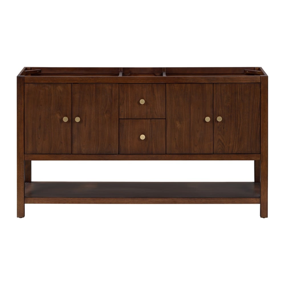 AVANITY ZOE-V60-WA ZOE 60 INCH FREESTANDING DOUBLE SINK BATHROOM VANITY CABINET ONLY IN WALNUT