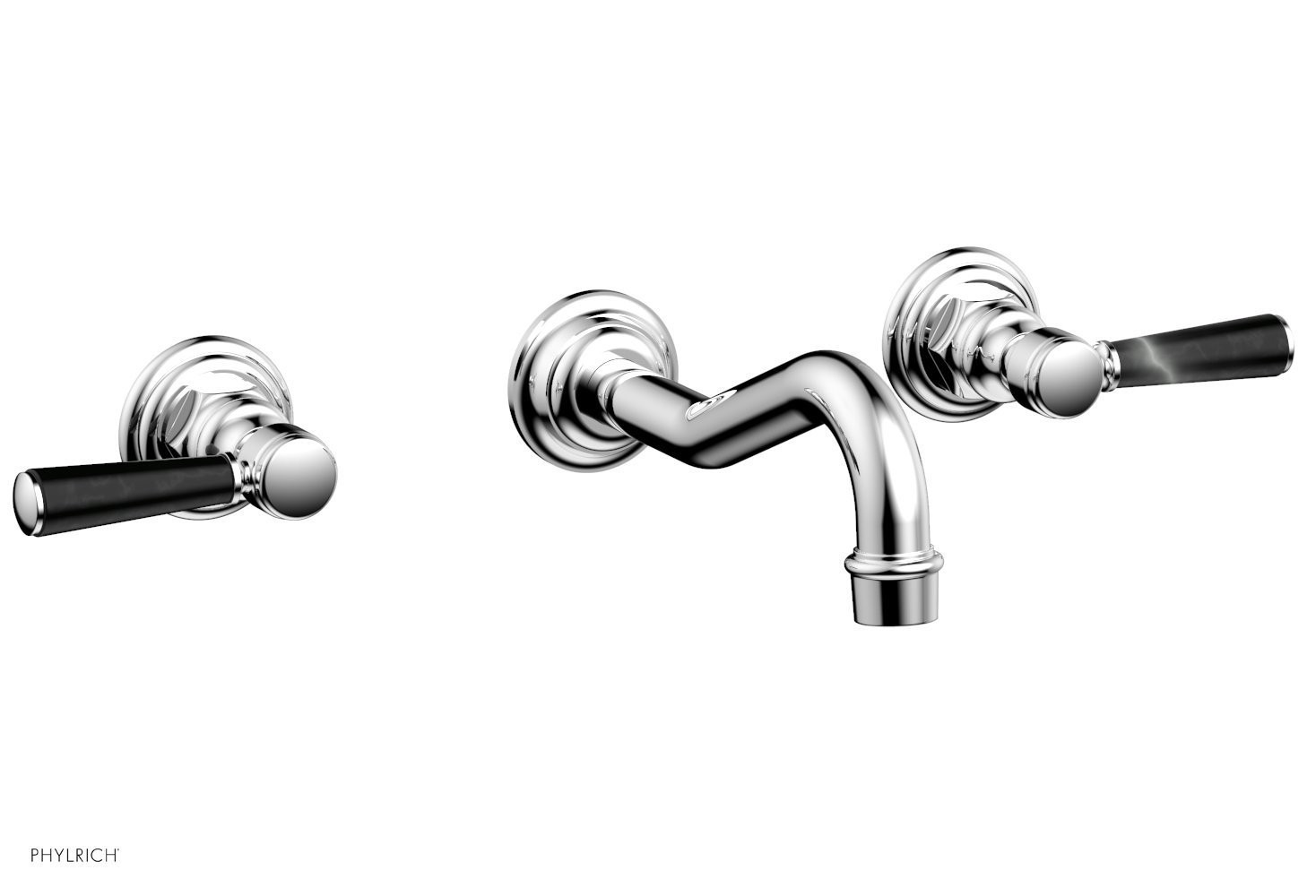 PHYLRICH 161-58-032 HENRI THREE HOLES WIDESPREAD WALL TUB SET WITH SOAP STONE LEVER HANDLES