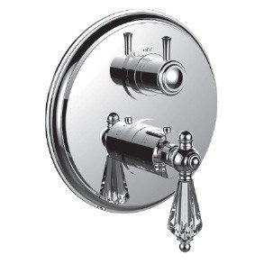 SANTEC 7098KT-TM KLASSICA CRYSTAL 1/2 INCH THERMOSTATIC TRIM WITH VOLUME CONTROL AND 3-WAY DIVERTER