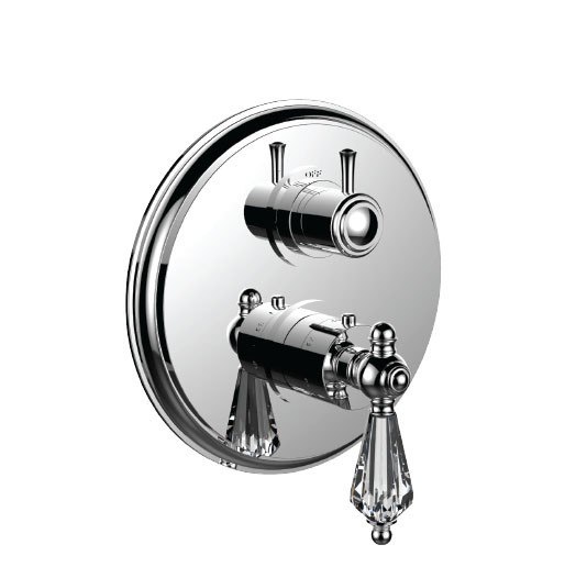 SANTEC 7099KC-TM KRISS CRYSTAL 1/2 INCH THERMOSTATIC TRIM WITH VOLUME CONTROL AND 3-WAY DIVERTER
