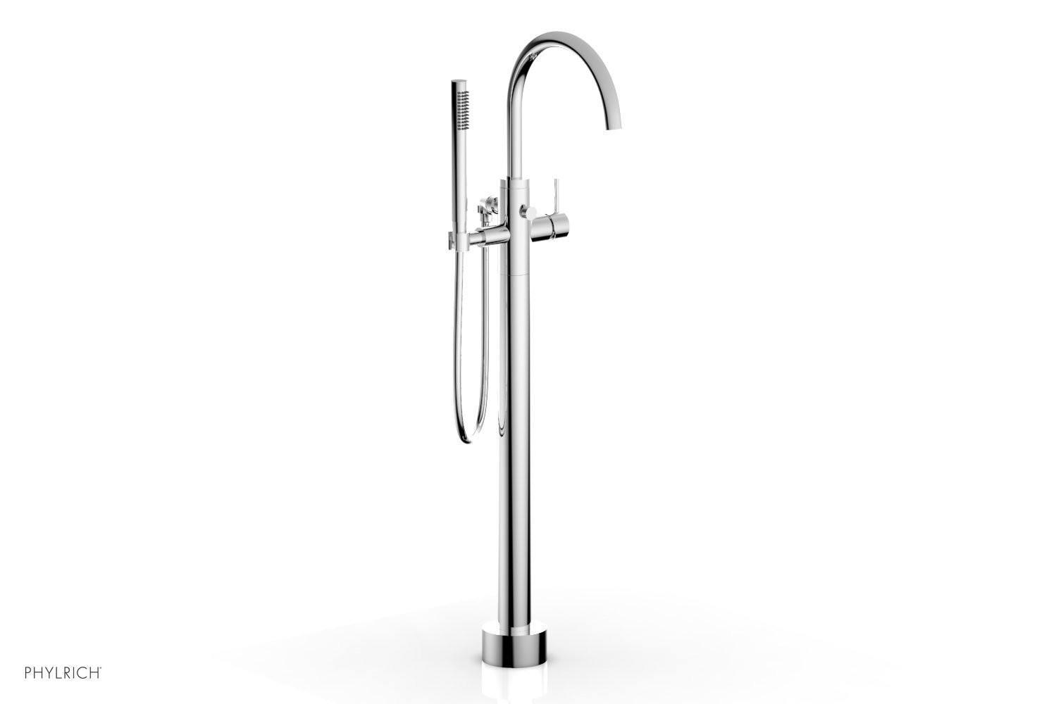 PHYLRICH 230-45 BASIC II FLOOR MOUNT TUB FILLER WITH HAND SHOWER AND LEVER HANDLES