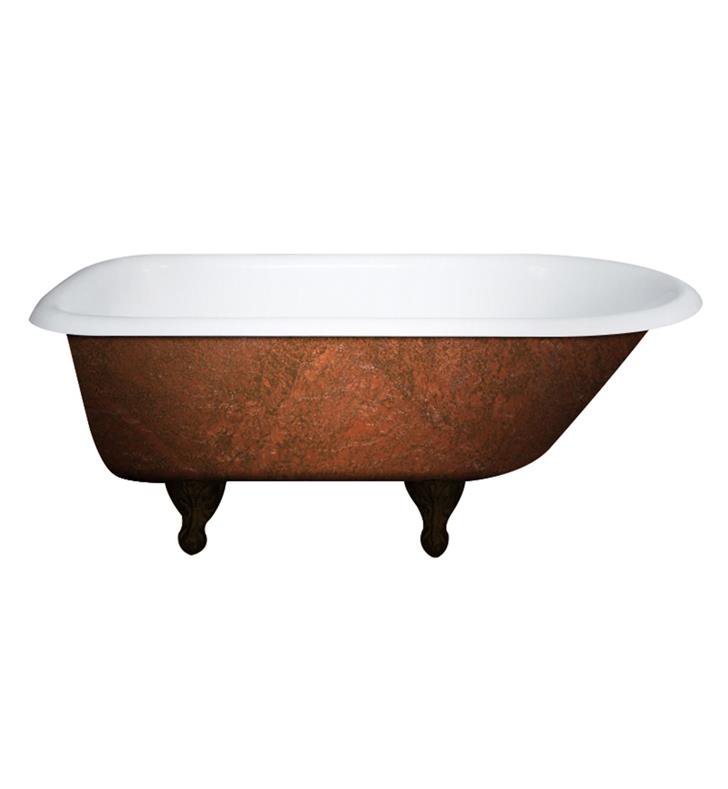 CAMBRIDGE PLUMBING RR61-ORB-CB 61 INCH ROLLED RIM CLAWFOOT BATHTUB IN COPPER BRONZE WITH OIL RUBBED BRONZE FEET