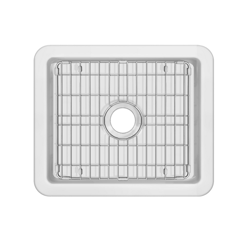 WHITEHAUS WHUF2418 24 INCH UNDERMOUNT OR DROP-IN FIRECLAY KITCHEN SINK WITH STAINLESS STEEL GRID IN WHITE