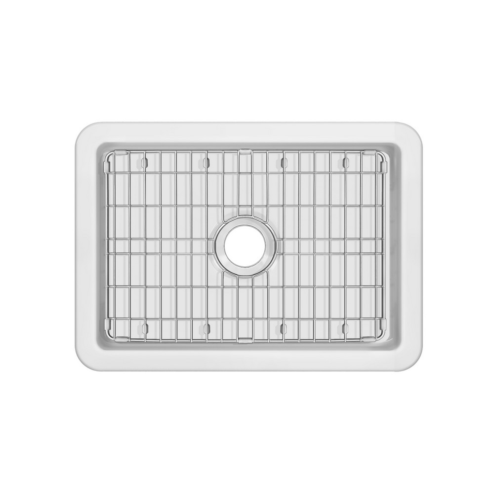 WHITEHAUS WHUF2819 28 INCH UNDERMOUNT OR DROP-IN FIRECLAY KITCHEN SINK WITH STAINLESS STEEL GRID IN WHITE