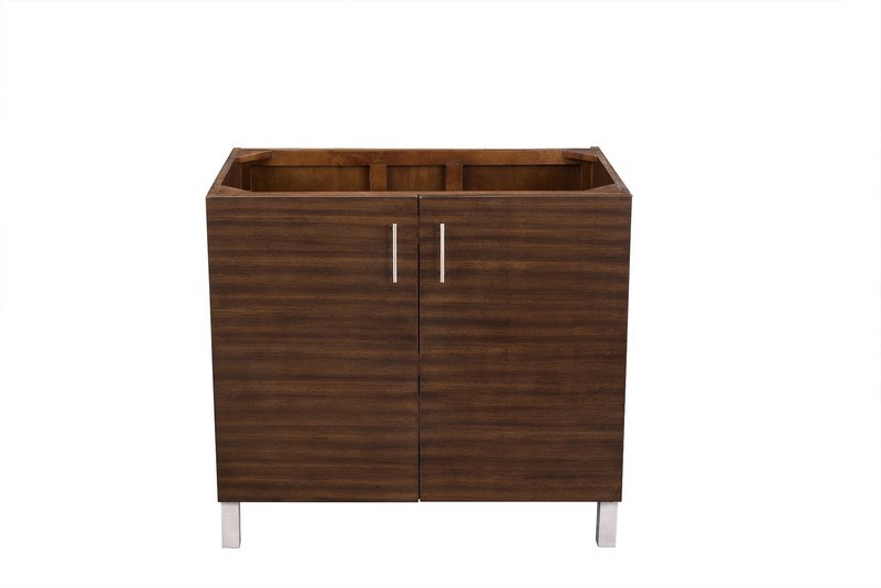 JAMES MARTIN 850-V36-AWT-3AF METROPOLITAN 36 INCH AMERICAN WALNUT SINGLE VANITY WITH 3 CM ARCTIC FALL SOLID SURFACE TOP