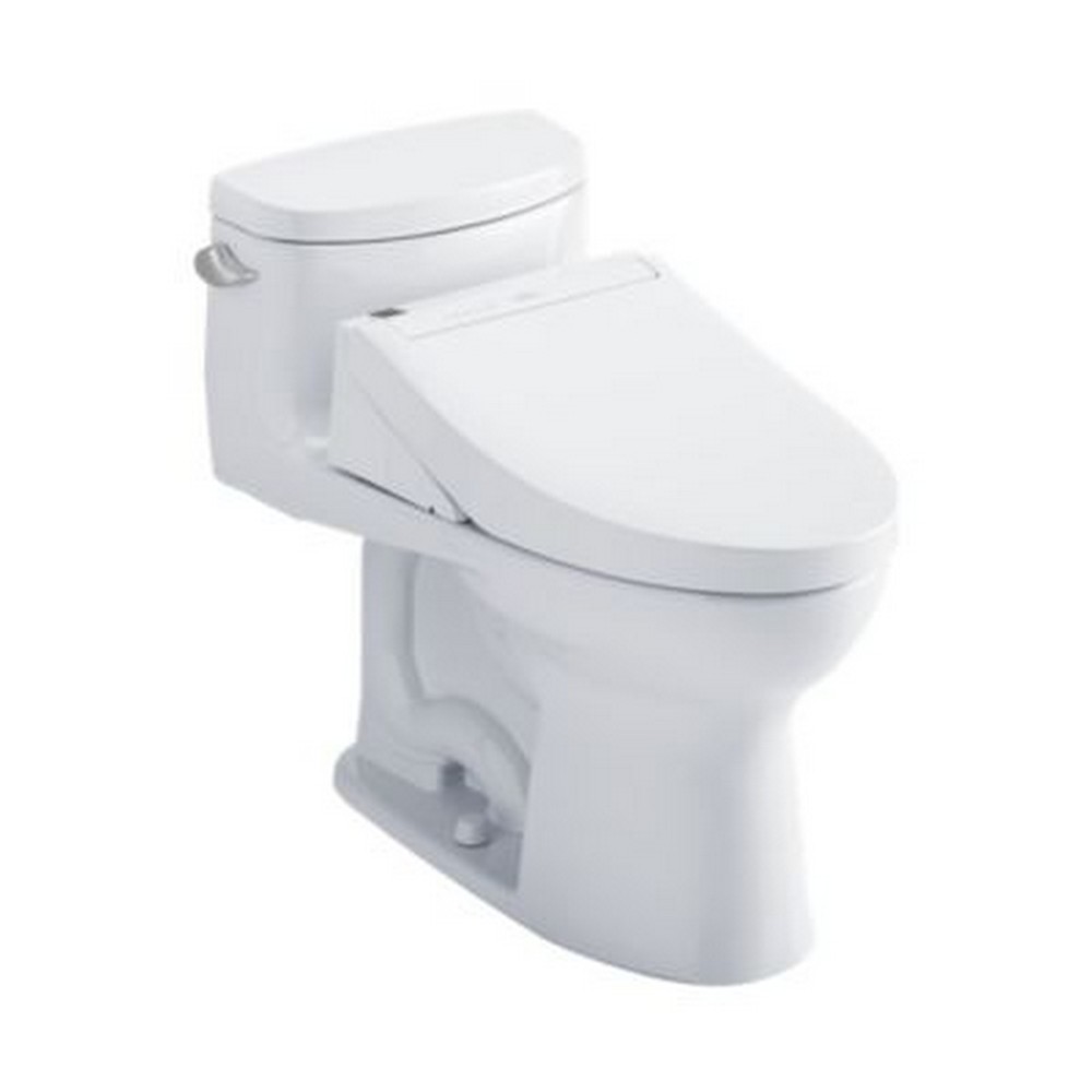 TOTO CST634CEFGT40#01 SUPREME II 17 1/8 INCH 1.28 GPF ONE PIECE ELONGATED TOILET WITH LEFT HAND LEVER - COTTON