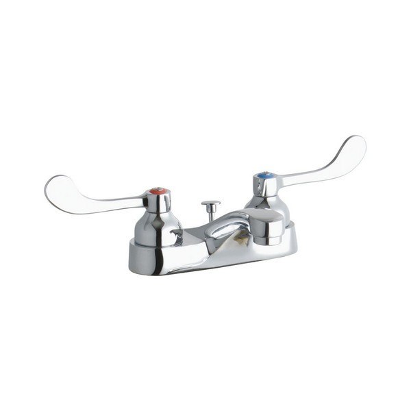 ELKAY LK403T4 DECK MOUNT FAUCET WITH POP-UP DRAIN INTEGRAL SPOUT AND 4 INCH HANDLES