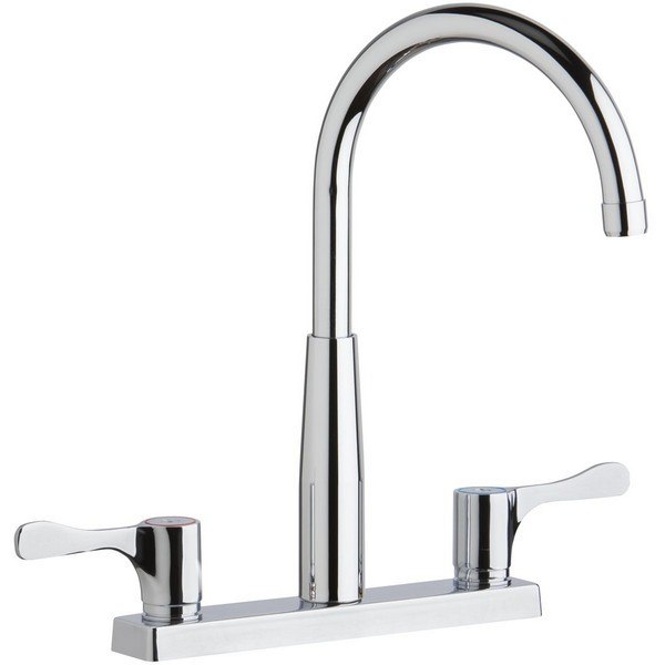 ELKAY LKD2423BHC DECK MOUNT FAUCET WITH GOOSENECK SPOUT AND 2-5/8 INCH LEVER HANDLES