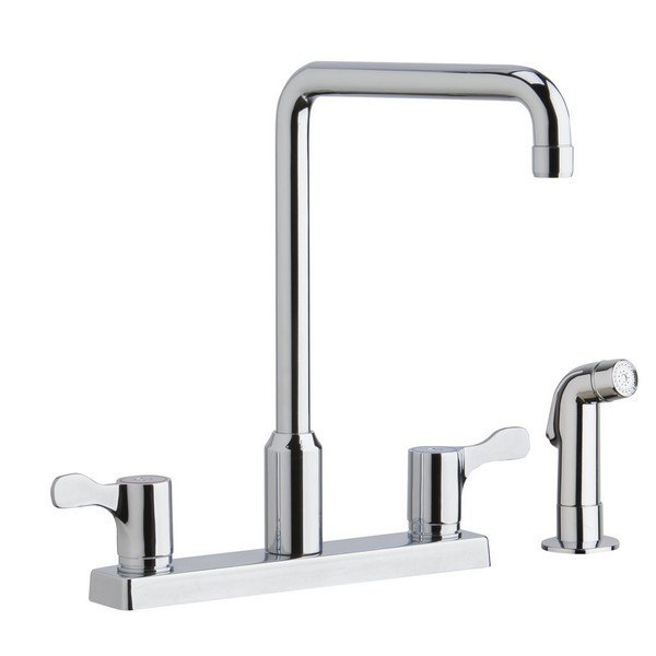 ELKAY LKD2443C DECK MOUNT FAUCET WITH ARC SPOUT AND SIDE SPRAY