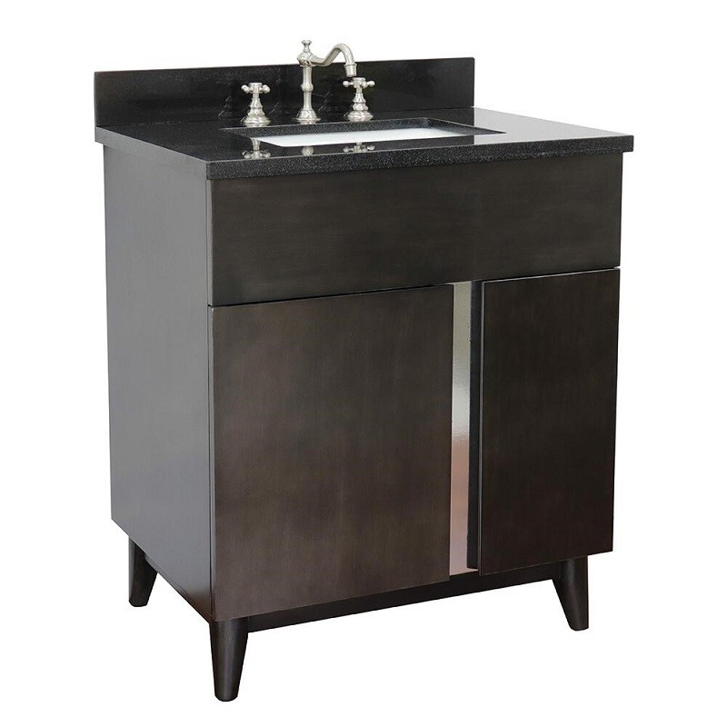 BellaTerra 400200-CTBL 31 Inch Single Vanity in Silvery Brown with Black Concrete Top and Rectangle Sink
