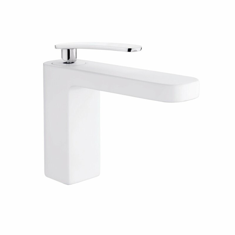 GRB 810110 DESPERTAR 5 1/2 INCH SINGLE HOLE BATHROOM FAUCET WITH LEVER HANDLE WITHOUT CLIC-CLAC WASTE - WHITE AND CHROME