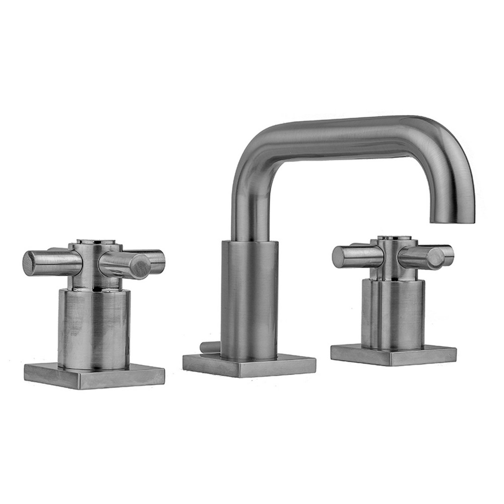 JACLO 8883 DOWNTOWN CONTEMPO 5 1/8 INCH DECK MOUNTED BRASS WIDESPREAD BATHROOM FAUCET WITH POP-UP DRAIN