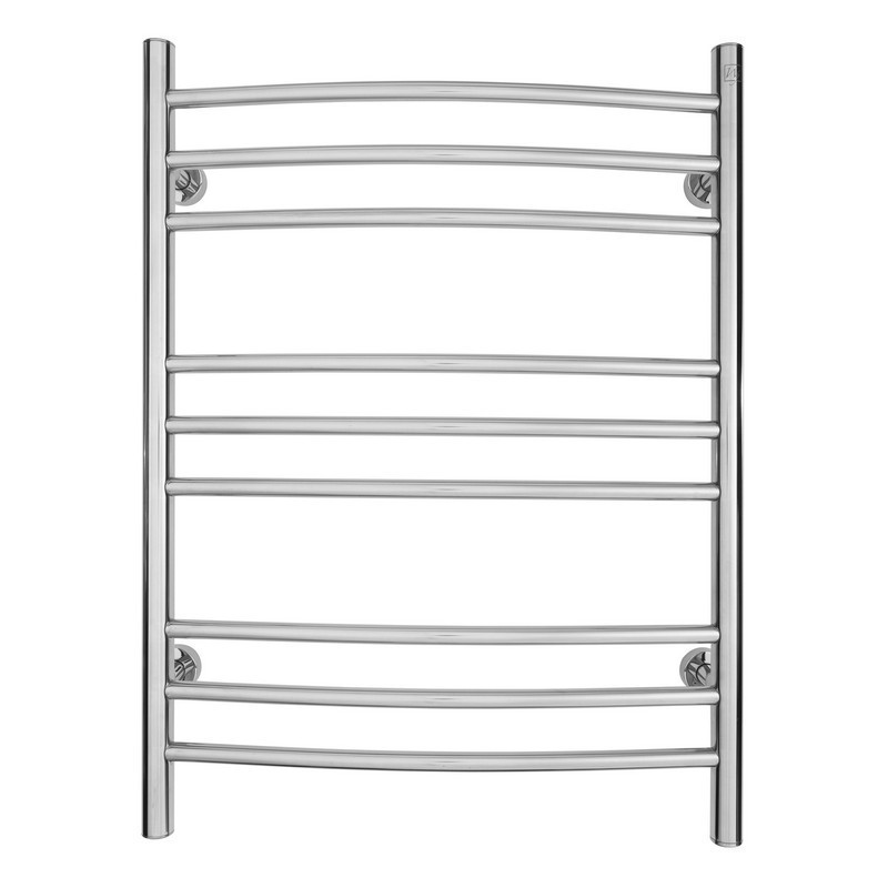 WARMLY YOURS TW-R09PS-HP RIVIERA 24 INCH TOWEL WARMER WITH DUAL CONNECTION AND 9 BARS IN POLISHED STAINLESS STEEL