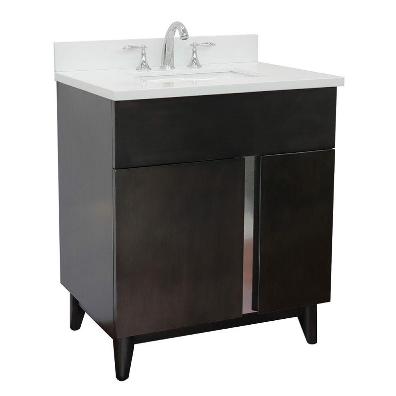 BellaTerra 400200-CTWH 31 Inch Single Vanity in Silvery Brown with White Concrete Top and Oval Sink