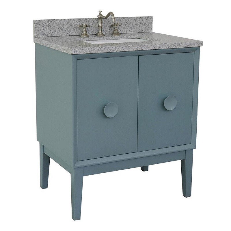 BellaTerra Home 400400-AB-CTDG 31 Inch  Single Vanity in Aqua Blue Finish with Gray Concrete Top and Rectangle Sink