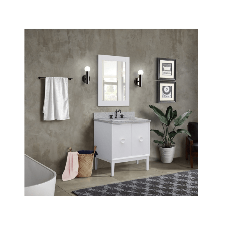 BellaTerra Home 400400-WH-CTDG 31 Inch  Single Vanity in White Finish with Grey Concrete Top and Rectangle Sink