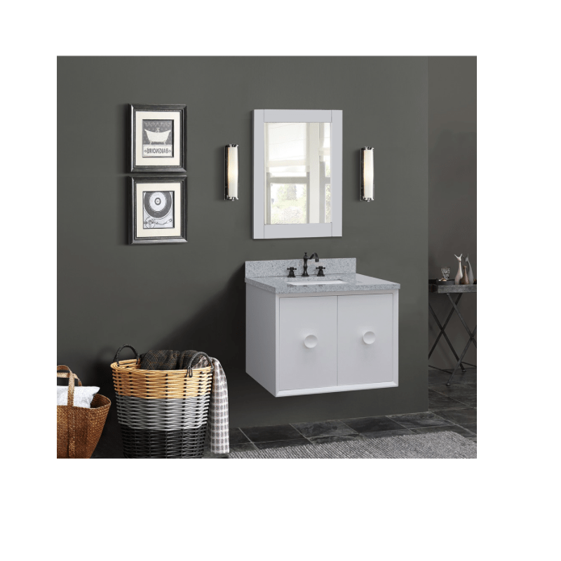BellaTerra Home 400400C-WH-CTDG 31 Inch  Single Vanity in White Finish with Gray Concrete Top and Rectangle Sink