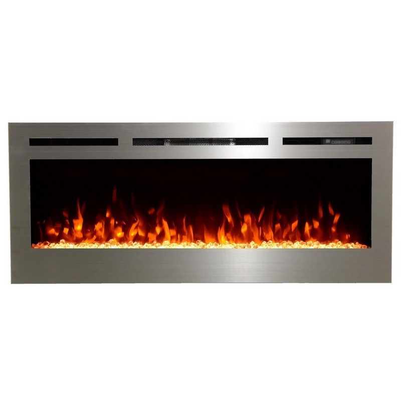 TOUCHSTONE 86273 THE SIDELINE 50 INCH STAINLESS STEEL RECESSED ELECTRIC FIREPLACE