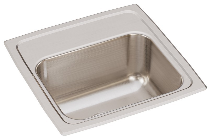 ELKAY BLR15160 LUSTERTONE CLASSIC 15 INCH SINGLE BOWL DROP-IN STAINLESS STEEL BAR SINK WITH 3 1/2 INCH DRAIN - LUSTROUS SATIN
