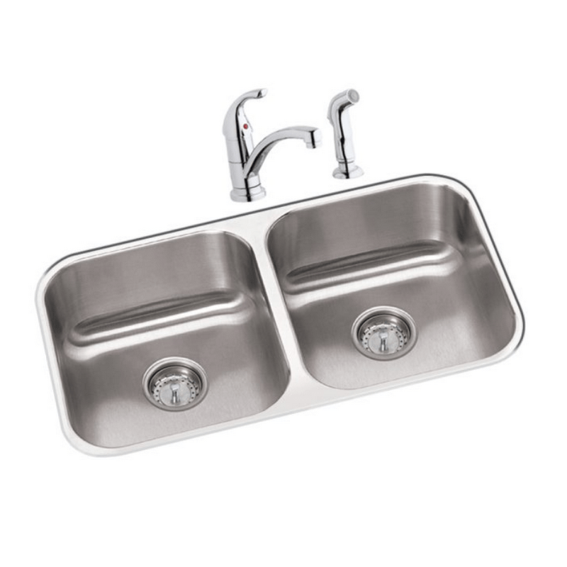 ELKAY DXUH3118DF DAYTON 31-3/4 L X 18-1/4 W X 8 D UNDERMOUNT KITCHEN SINK WITH FAUCET AND DRAINS