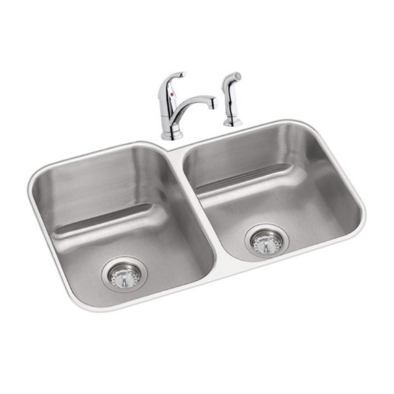 ELKAY DXUH312010RDF DAYTON31-3/4 L X 20-1/2 W X 10 D UNDERMOUNT KITCHEN SINK WITH FAUCET AND DRAINS