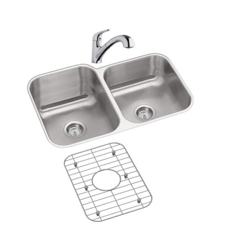 ELKAY DXUH312010RDF DAYTON31-3/4 L X 20-1/2 W X 10 D UNDERMOUNT KITCHEN SINK WITH FAUCET, GRID AND DRAINS