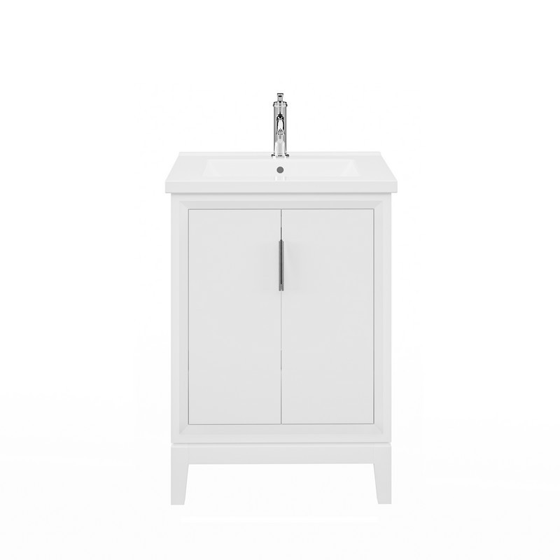 WATER-CREATION ES24CR01-000NH0101 ELISE 24 INCH INTEGRATED CERAMIC SINK AND TOP VANITY WITH MODERN SINGLE FAUCET