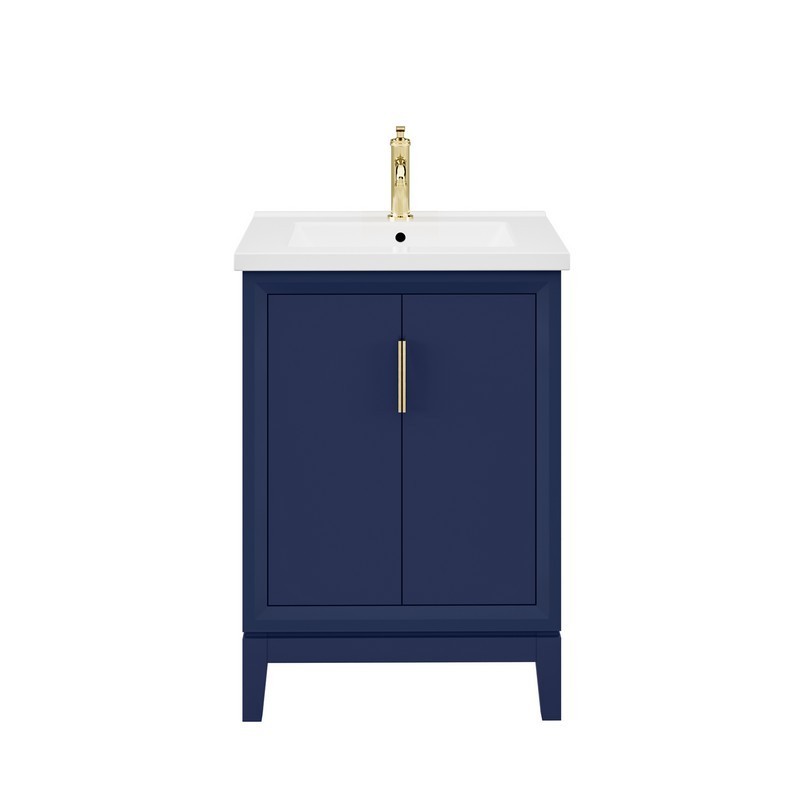 WATER-CREATION ES24CR06-000 ELISE 24 INCH INTEGRATED CERAMIC SINK AND TOP VANITY IN MONARCH BLUE WITH MODERN SINGLE FAUCET