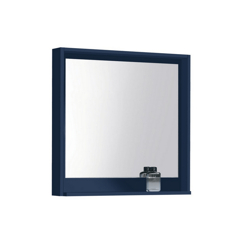 KUBEBATH KB30VBE-M BOSCO 30 INCH FRAMED MIRROR IN BLUE FINISH WITH SHELVE