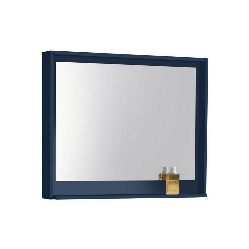 KUBEBATH KB40VBE-M BLISS 38 INCH FRAMED MIRROR IN BLUE FINISH WITH SHELVE