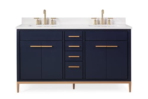 Chans Furniture TB-9888NB-V60 60 Inch Beatrice Bathroom Sink Vanity in Navy Blue