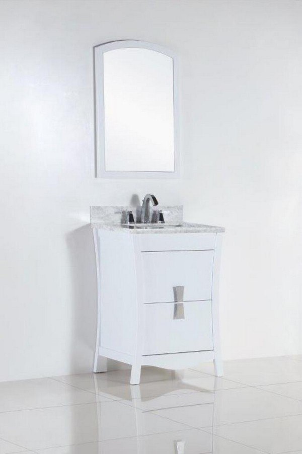 BELLATERRA 500701-24-WC 24 INCH SINGLE SINK VANITY WITH WHITE CARRARA TOP