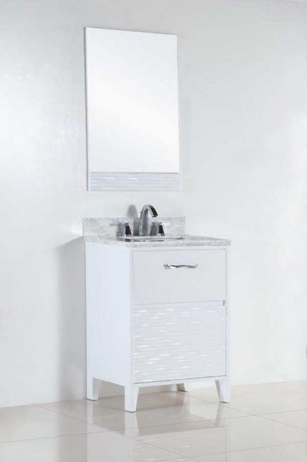 BELLATERRA 500709-24-WC 24 INCH SINGLE SINK VANITY WITH WHITE CARRARA TOP