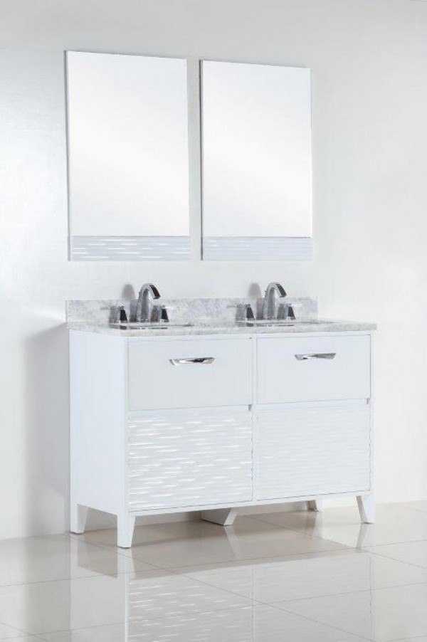 BELLATERRA 500709-48D-WC 48 INCH DOUBLE SINK VANITY WITH WHITE CARRARA TOP