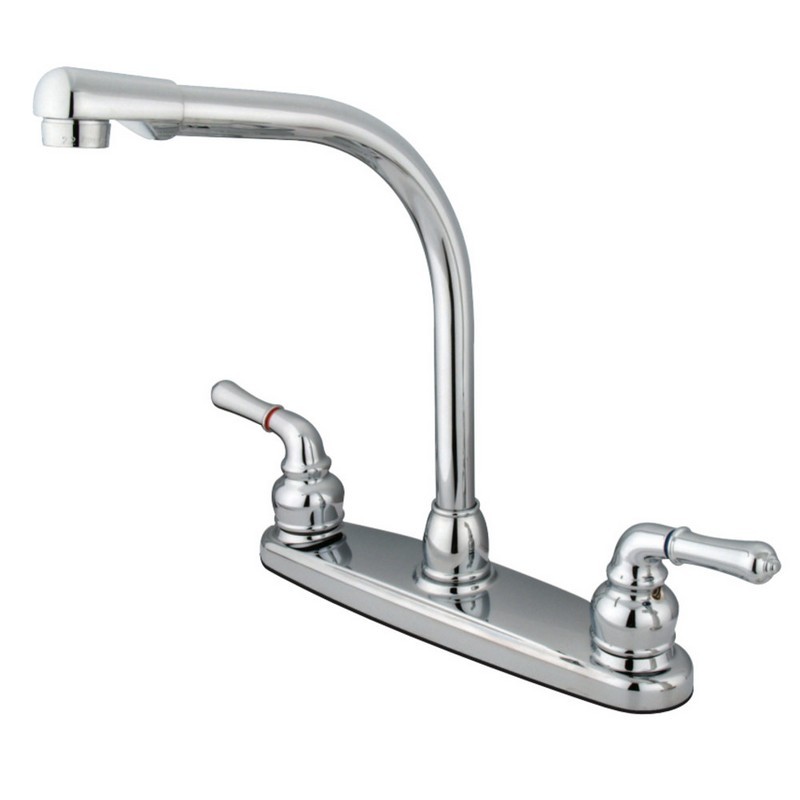 KINGSTON BRASS KB750 MAGELLAN TWIN HANDLES 8-INCH CENTERSET KITCHEN FAUCET IN POLISHED CHROME