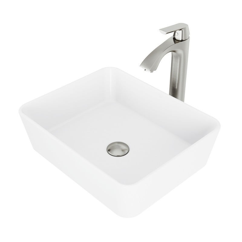 VIGO VGT1012 MARIGOLD MATTE STONE VESSEL SINK AND LINUS VESSEL FAUCET IN BRUSHED NICKEL