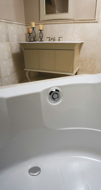 GEBERIT 151.605.1 PUSHCONTROL BRASS TRIM - FITS MOST TUBS 25 - 94 INCH DEEP, TUB WALL THICKNESSES FROM 1/16 - 1/2 INCH