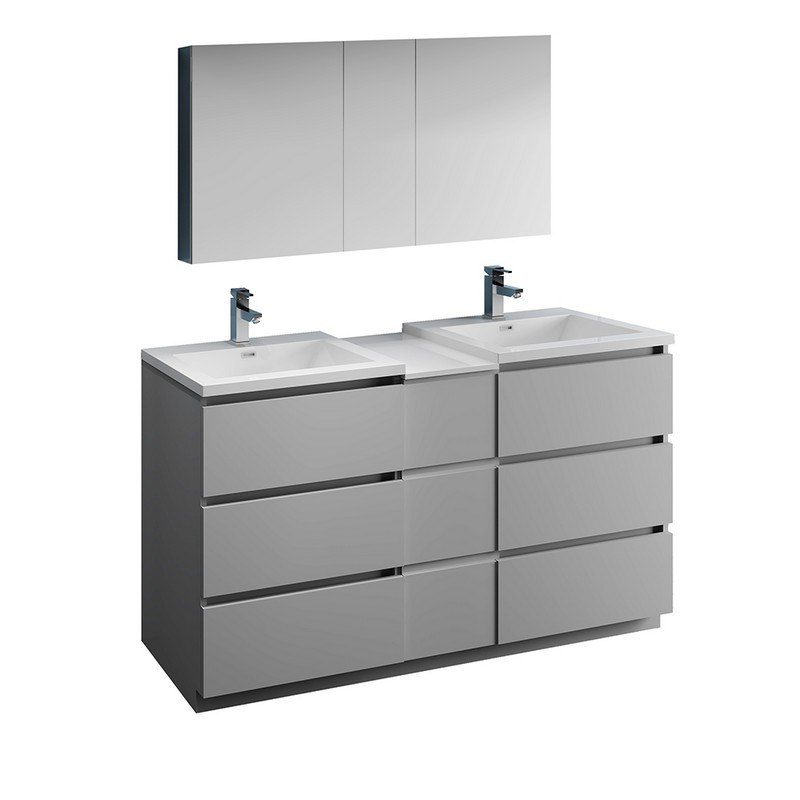Fresca Fvn93 241224gr D Lazzaro 60 Inch, Freestanding 60 Inch Double Sink Vanity White