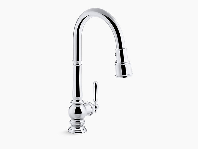 KOHLER K-99259 ARTIFACTS PULLOUT SPRAY HIGH-ARCH 17-5/8 INCH KITCHEN FAUCET WITH PROMOTION, MASTERCLEAN AND DOCKNETIK TECHNOLOGIES