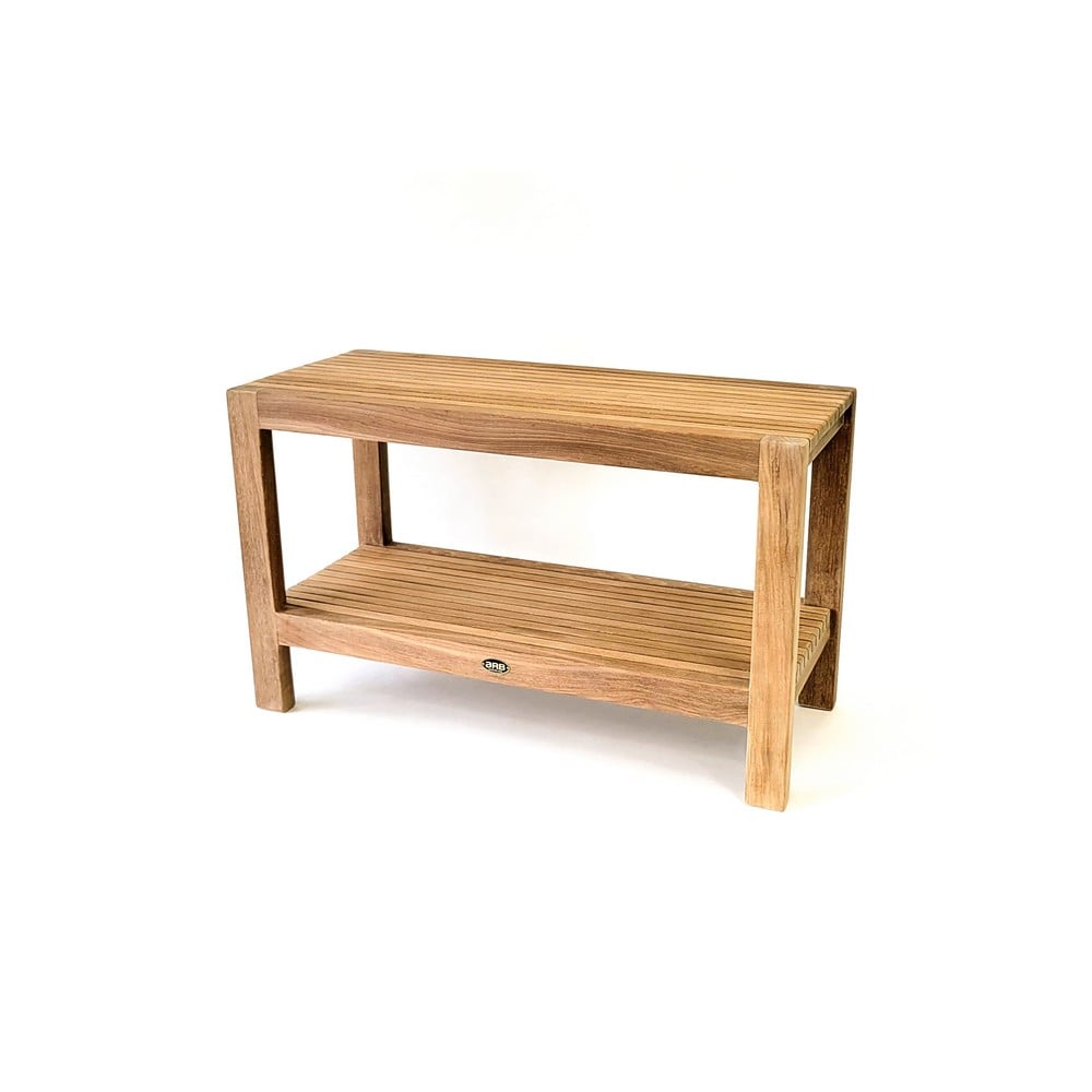 ARB TEAK BEN604 FIJI 29 1/2 INCH TEAK WOOD SHOWER BENCH WITH SHELF