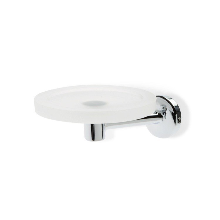 STILHAUS P09-08 PEGASO WALL MOUNTED FROSTED GLASS SOAP DISH WITH BRASS