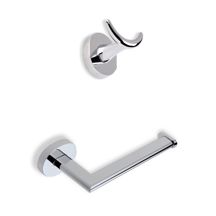 STILHAUS DIA326 DIANA TOILET ROLL HOLDER AND ROBE HOOK SET