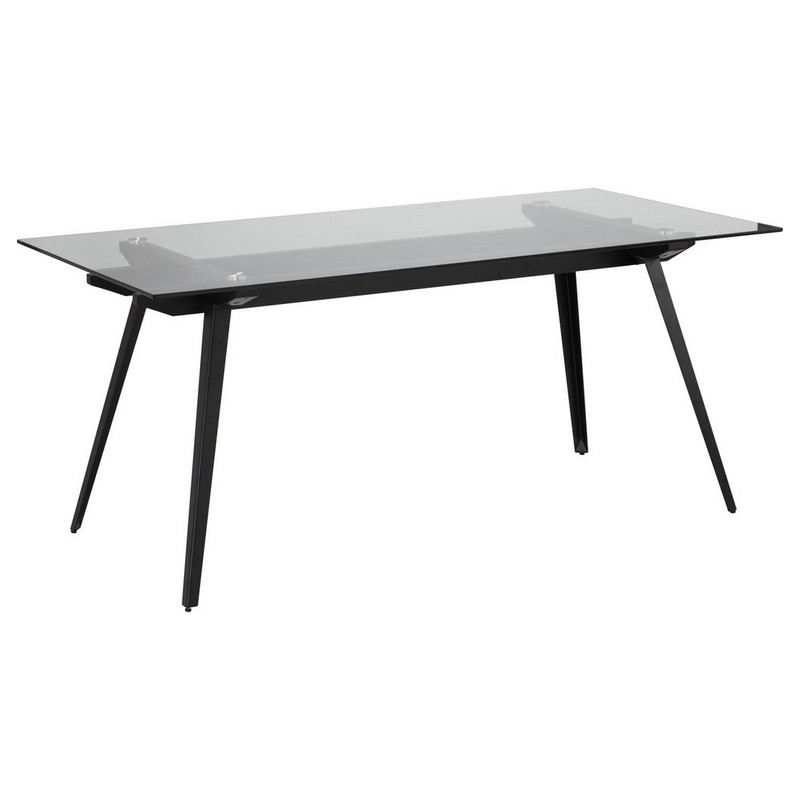 GFURN 146054 ARCHIE 70 7/8 INCH RECTANGLE GLASS DINING TABLE - MATTE BLACK