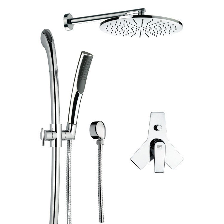 REMER A09VS07US ATMOS SHOWER SYSTEM WITH SHOWER ARM, SLIDING BAR, HAND SHOWER, DELUXE WATER PUNCH, DIVERTER, AND MIXER IN CHROME