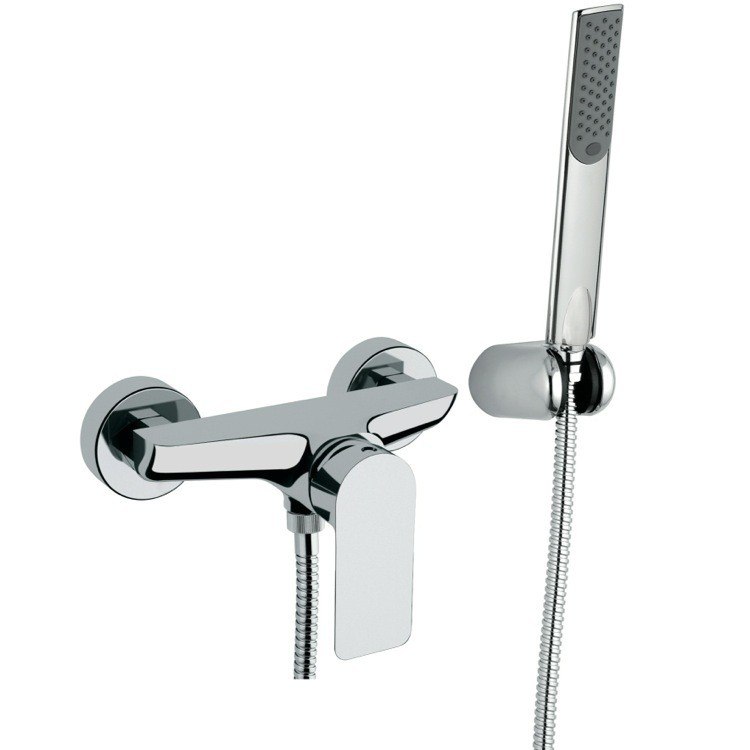 REMER I38US INFINITY WALL-MOUNTED SHOWER DIVERTER WITH FRONTAL LEVER AND HAND SHOWER IN CHROME