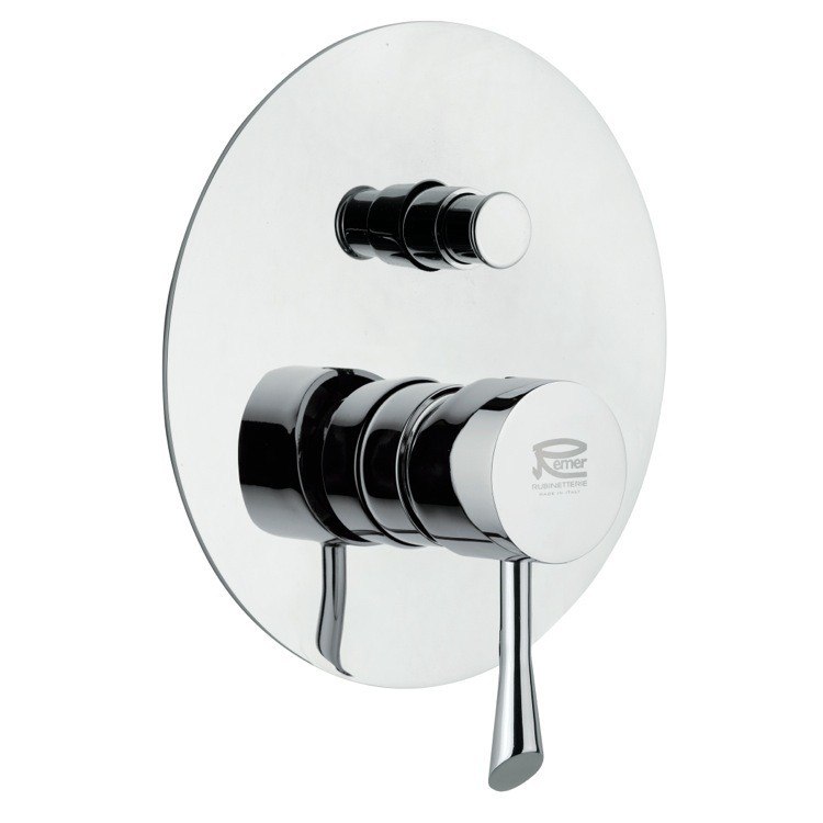 REMER J09L JAZZ BUILT-IN BATH AND SHOWER DIVERTER WITH DELUXE FLANGE IN CHROME