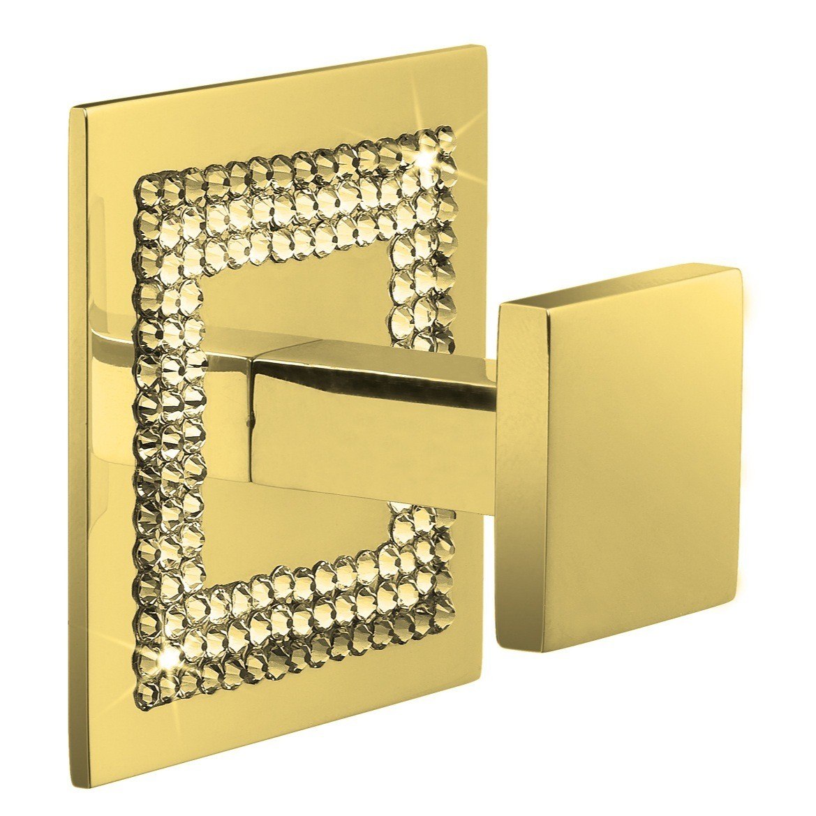 WINDISCH 85521O SQUARE GOLD BRASS HOOK WITH STARLIGHT CRYSTAL BORDER