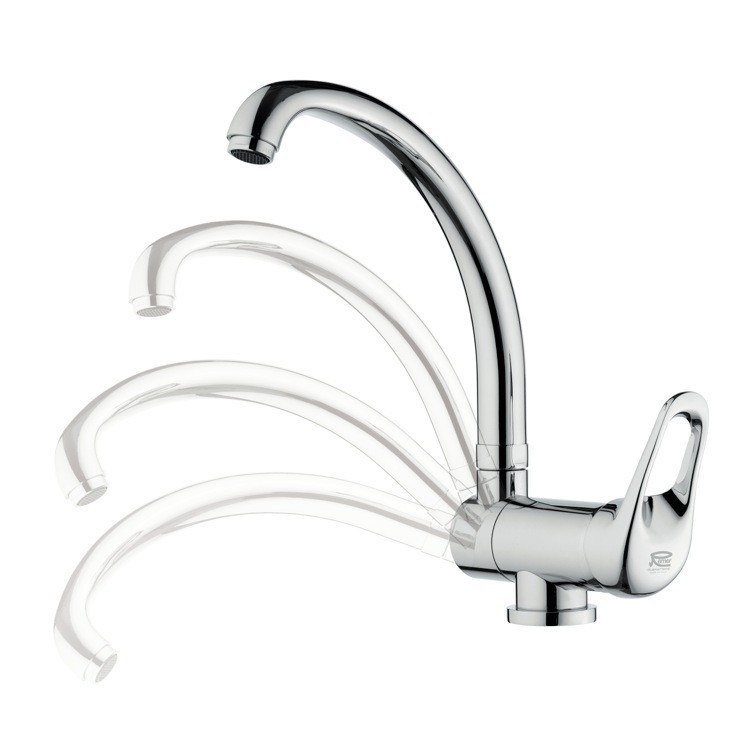 REMER K42R KISS LUXURY DECK MOUNT SINK FAUCET WITH MOVABLE SIDE SPOUT IN CHROME